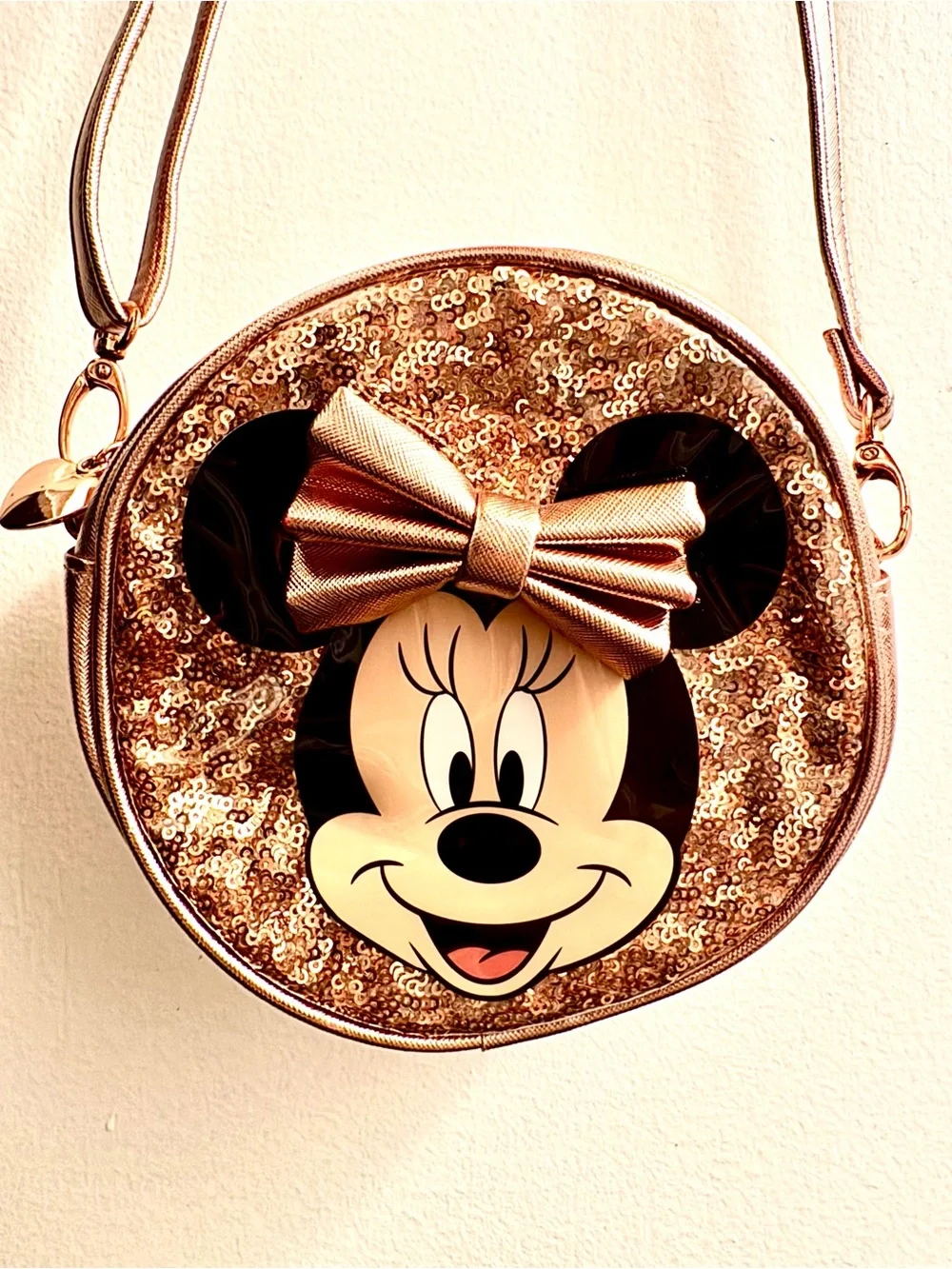 Disney Minnie Mouse Rose Gold Sequin Crossbody Bag
